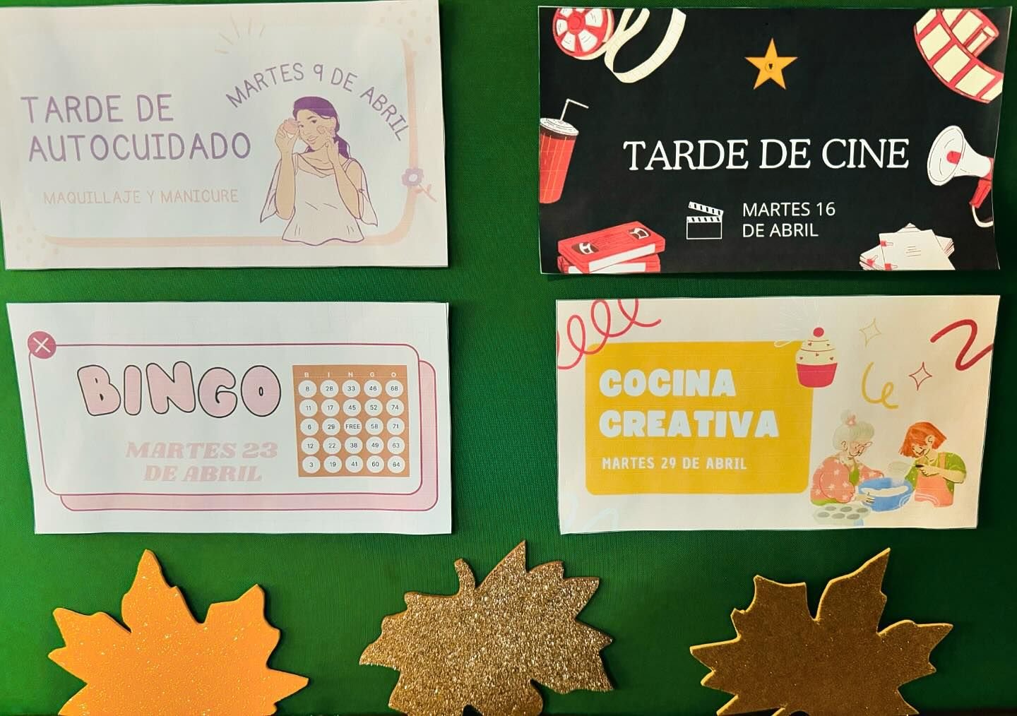 Carteles promocionales del taller de autocuidado